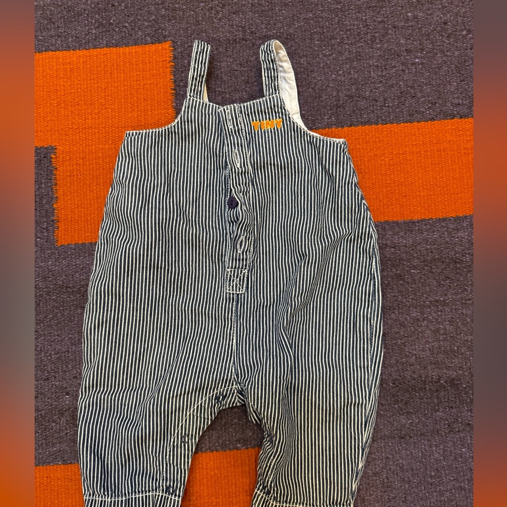 TinyCottons denim striped overalls
